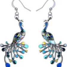 Pendientes DALANE de pavo real esmaltado, verde y azul