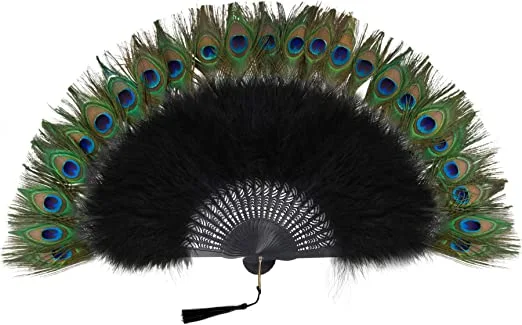 Abanico BABEYOND negro de plumas con ocelos